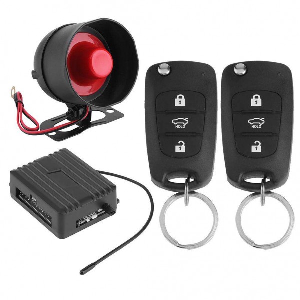 1-Way Car Burglar Alarm Keyless Entry Security System Siren+2Remote Control