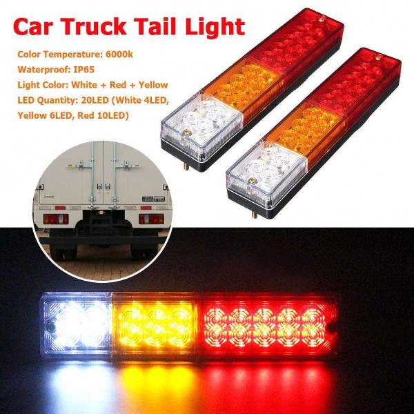 20 LED Tail Light Car Truck Trailer Stop Rear Reverse Turn Indicator Lamp